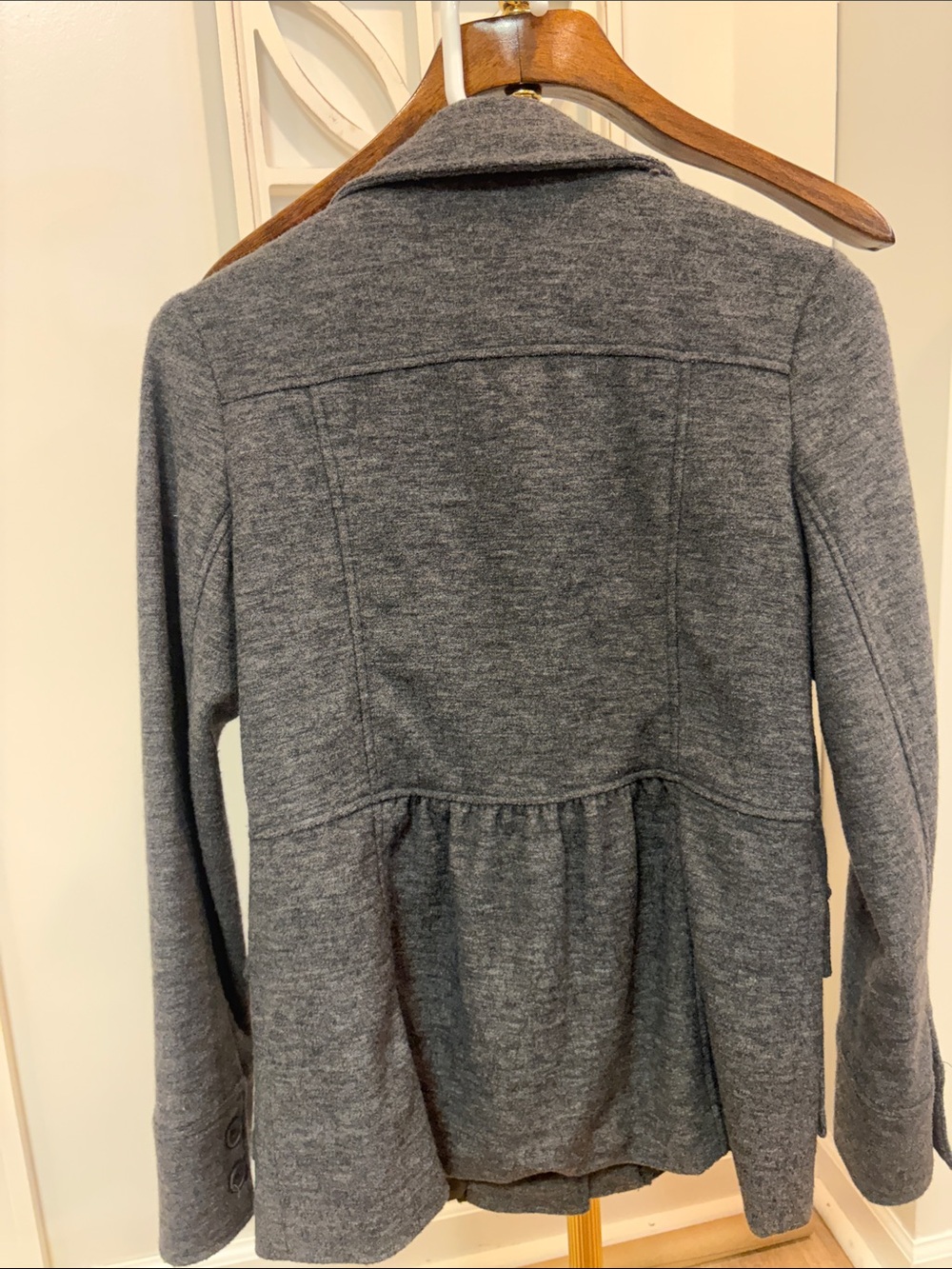 Mystree Gray Ruffle-Front Blazer Jacket - Picture 3 of 7